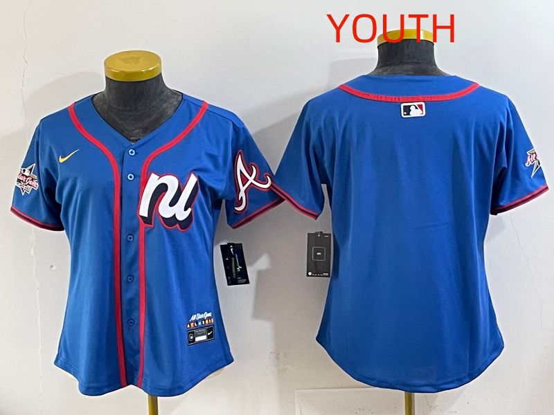 Youth 2025 Atlanta Braves Blank Blue All star Nike MLB Jersey style 06